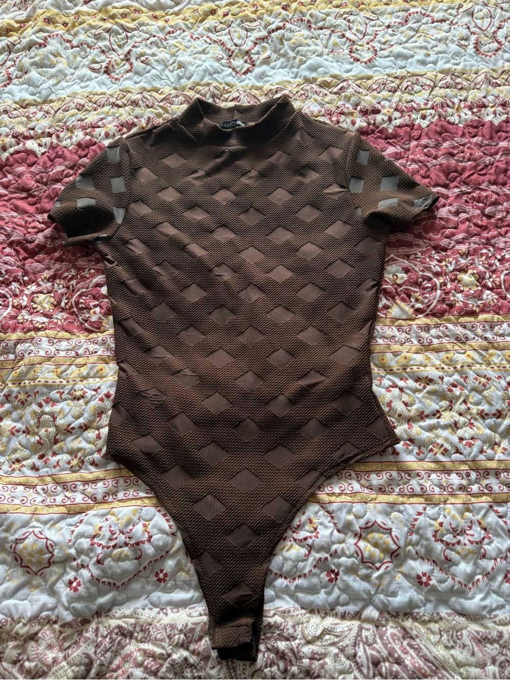 Fashion nova Brown Textured One-Piece Bodysuit